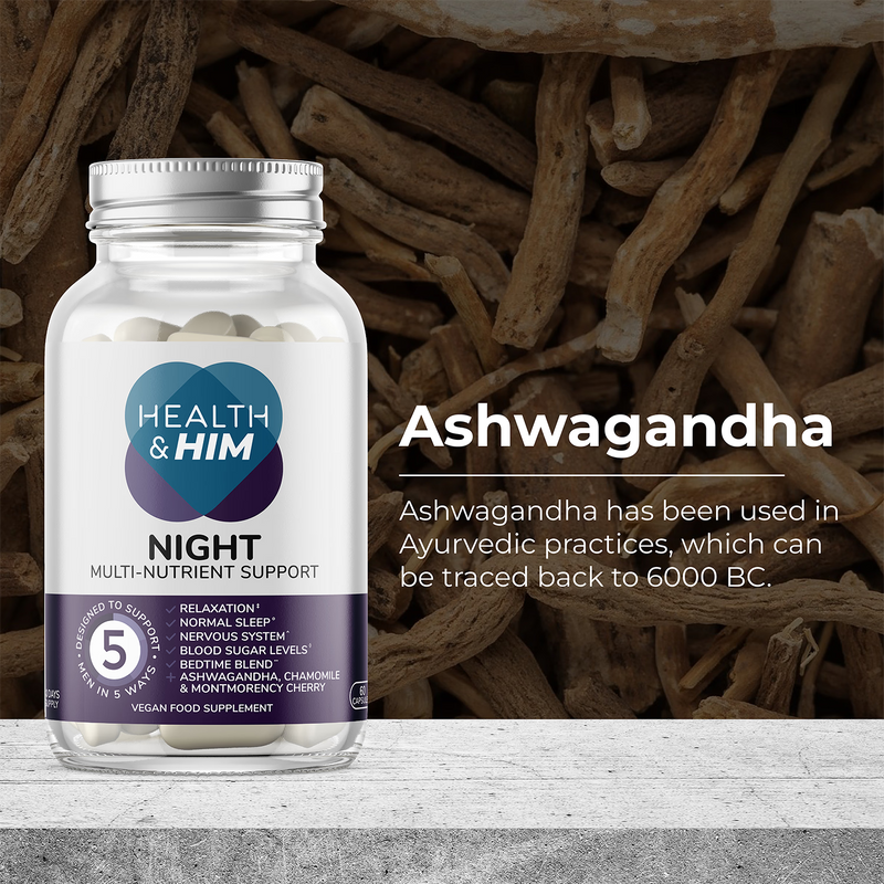 Health & Him Night multi-nutrient supplement 60 capsules, UK version