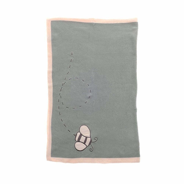 Ziggle baby blanket sage green bumble bee 100cm x 75cm (British brand)