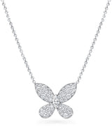 Harrods Graff Butterfly Small Pendant White Gold Diamond Pavé Necklace 46cm- Buy online at McGrocer