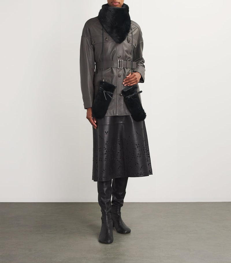 Yves Salomon mink fur leather mittens - British product