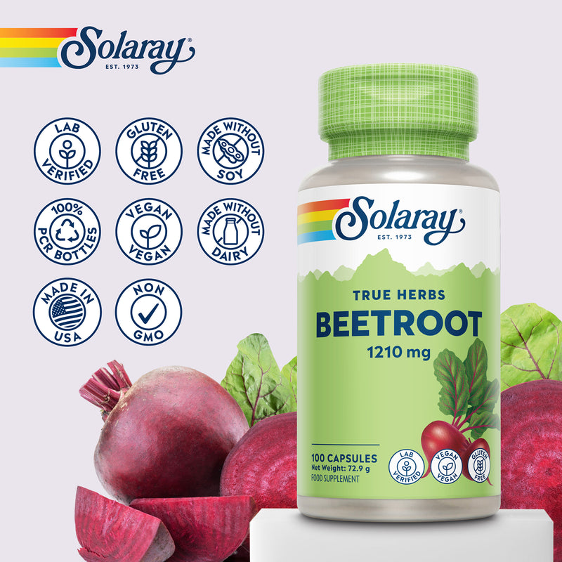 Solaray beetroot vegan capsules 100 capsules (British brand)