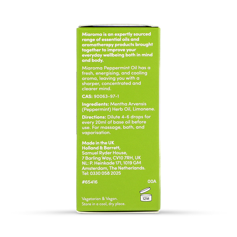 Miaroma Peppermint Essential Oil 10ml, imported from the UK
