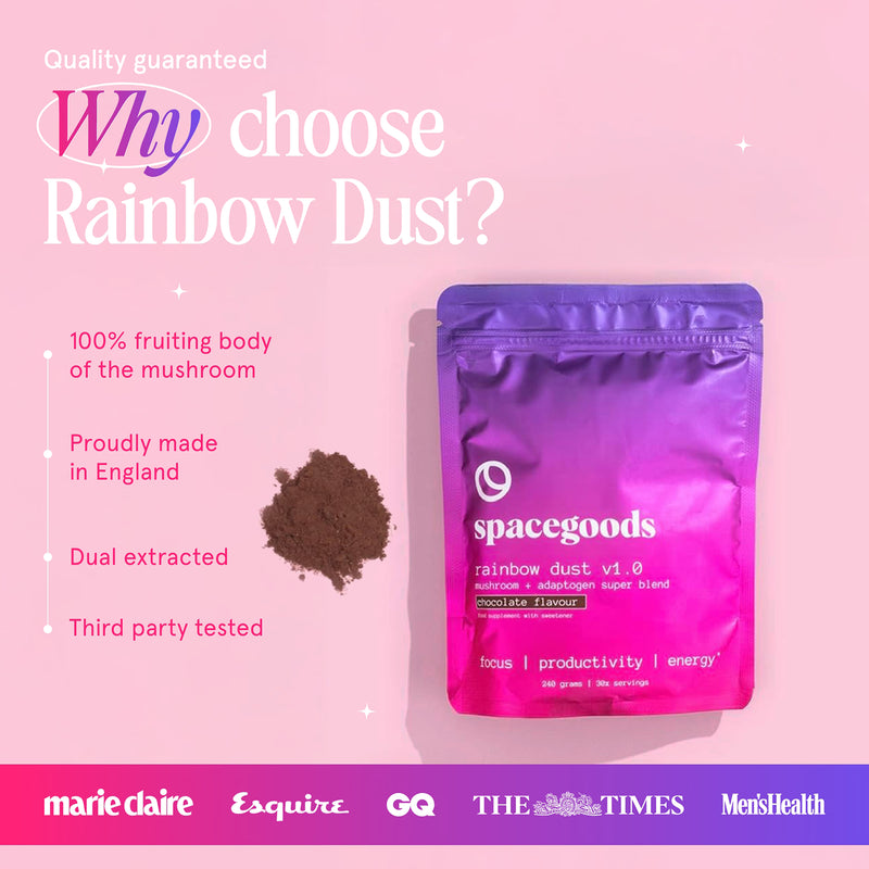 Spacegoods Rainbow Dust Chocolate 56g mushroom powder, imported from the UK