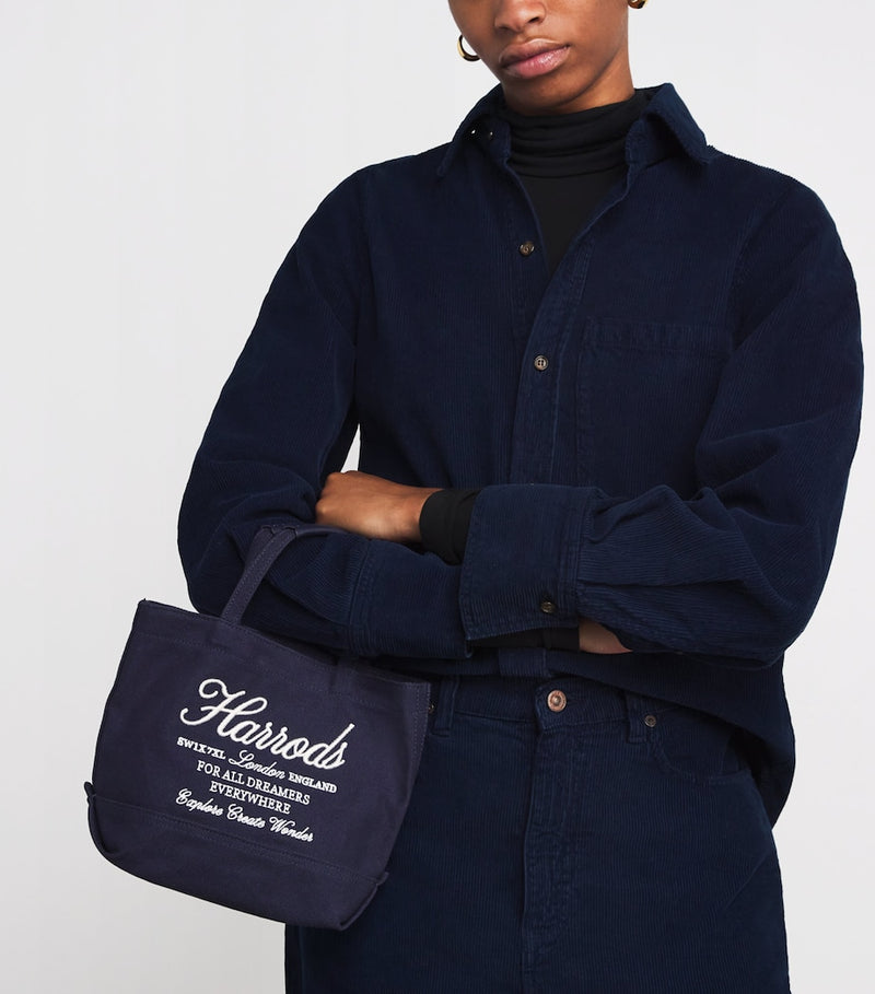 Harrods small embroidered logo tote bag, UK version