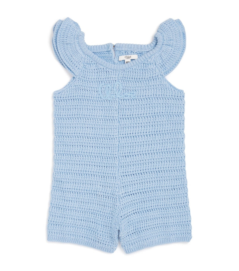 Chloé Kids cotton knitted logo playsuit 6-36 months - British product