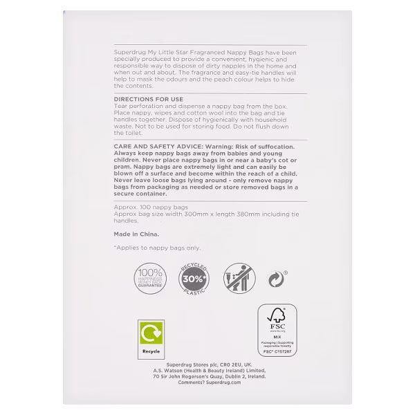 Superdrug My Little Star Nappy Bags 100pack (British brand)