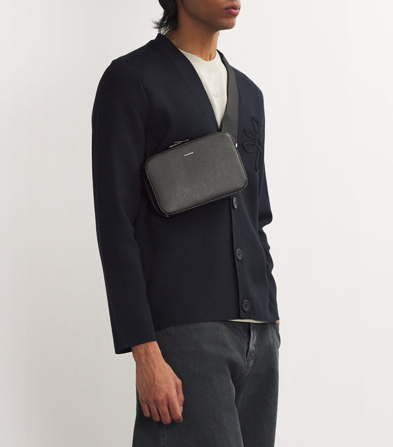 Sandro Paris small recycled leather cross-body bag, imported from the UK