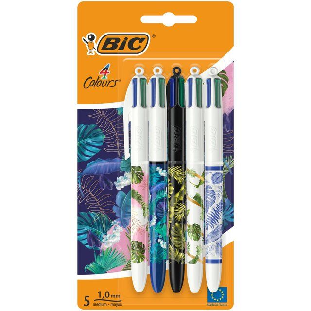 BIC 4 Colours Botanical Retractable Ballpoint Pens Pack of 5 5 per pack - McGrocer