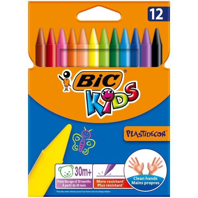 BIC Kids Plastidecor Crayons Wallet of 12 12 per pack - McGrocer