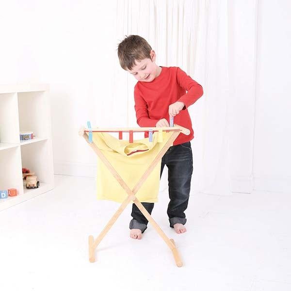 Bigjigs Toys Wooden Pretend Play Clothes Airer - McGrocer