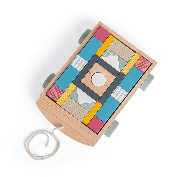 Bigjigs Toys Wooden Pull Along Brick Cart - McGrocer