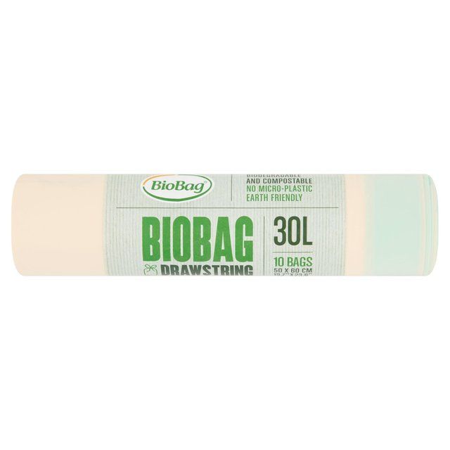Biobag 30L Compostable Drawstring Bin Liners 10 per pack - McGrocer