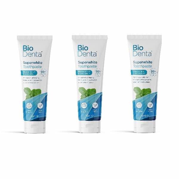 BioDenta Natural Whitening Toothpaste SUPERWHITE Vegan-3pk - McGrocer