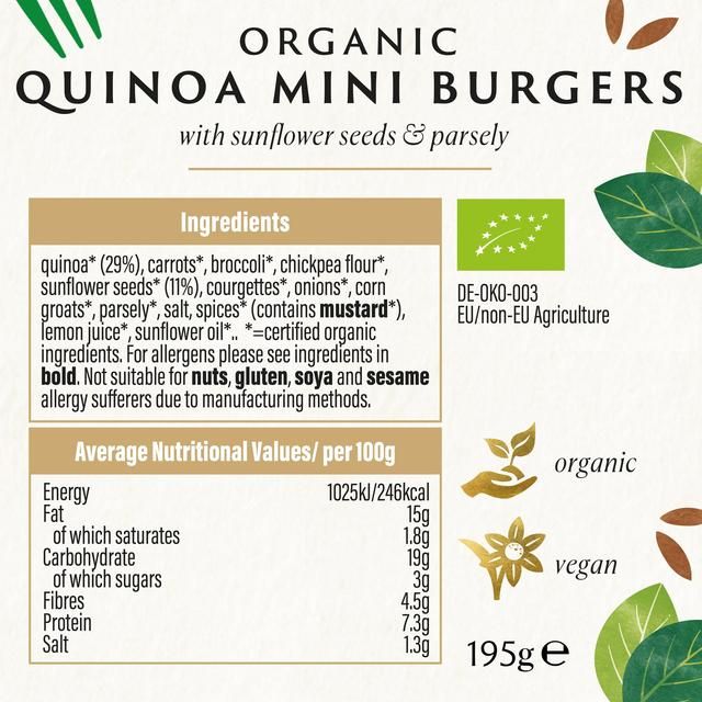 Biona Organic Quinoa Mini Burgers 195g - McGrocer