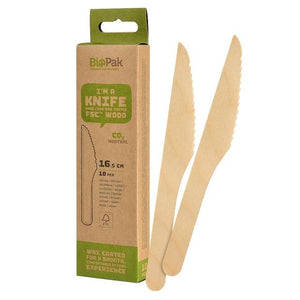 BioPak Wooden Knives 10 per pack