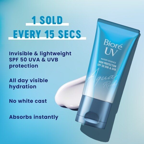 Biore UV Aqua Water Essence Sunscreen SPF50 50ml - McGrocer