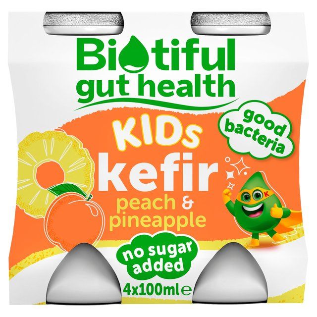 Biotiful Gut Health Peach & Pineapple Kids Kefir 4 x 100ml - McGrocer