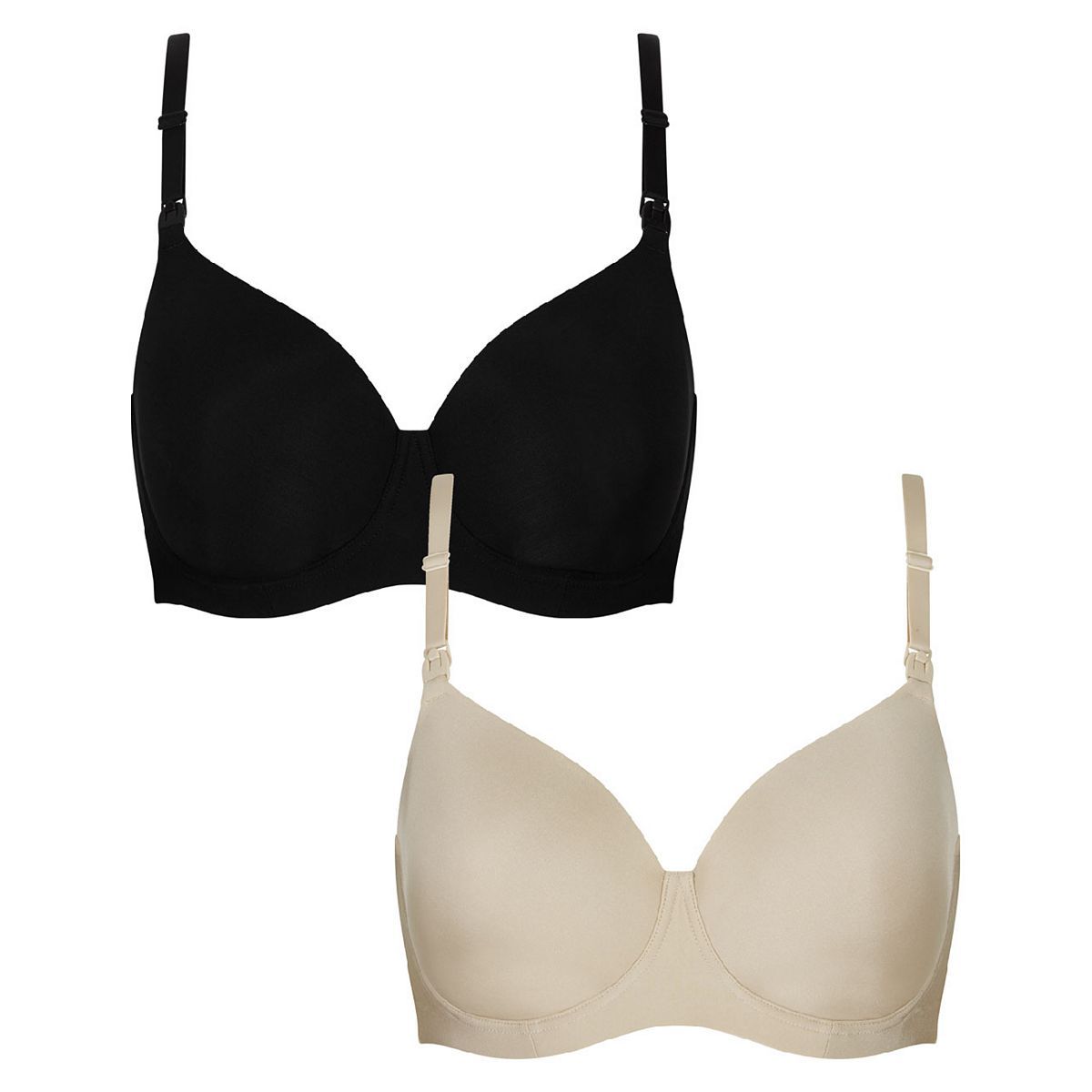 Black and Nude Smoothing Nursing T-Shirt Bra - 2 Pack - McGrocer