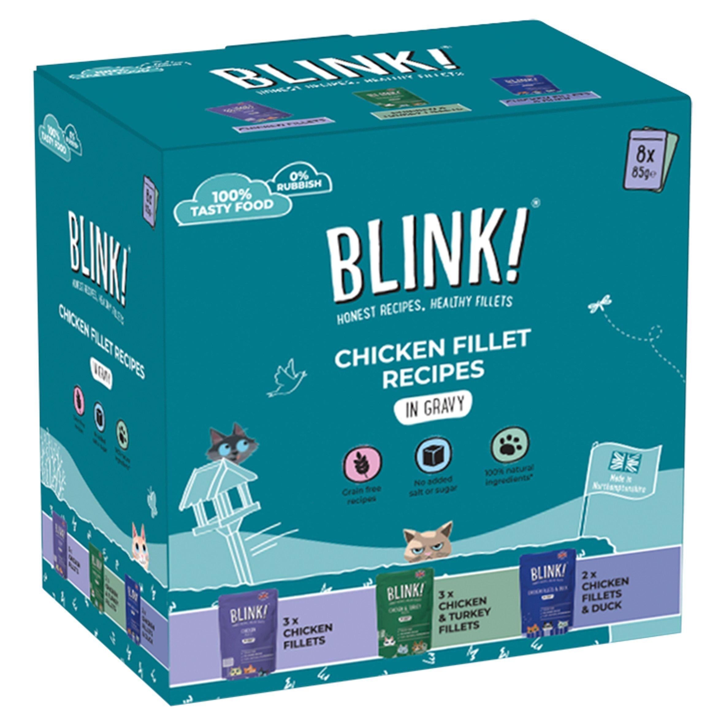 Blink! Wet Cat Food Chicken Pouch Selection in Gravy 8x85g - McGrocer