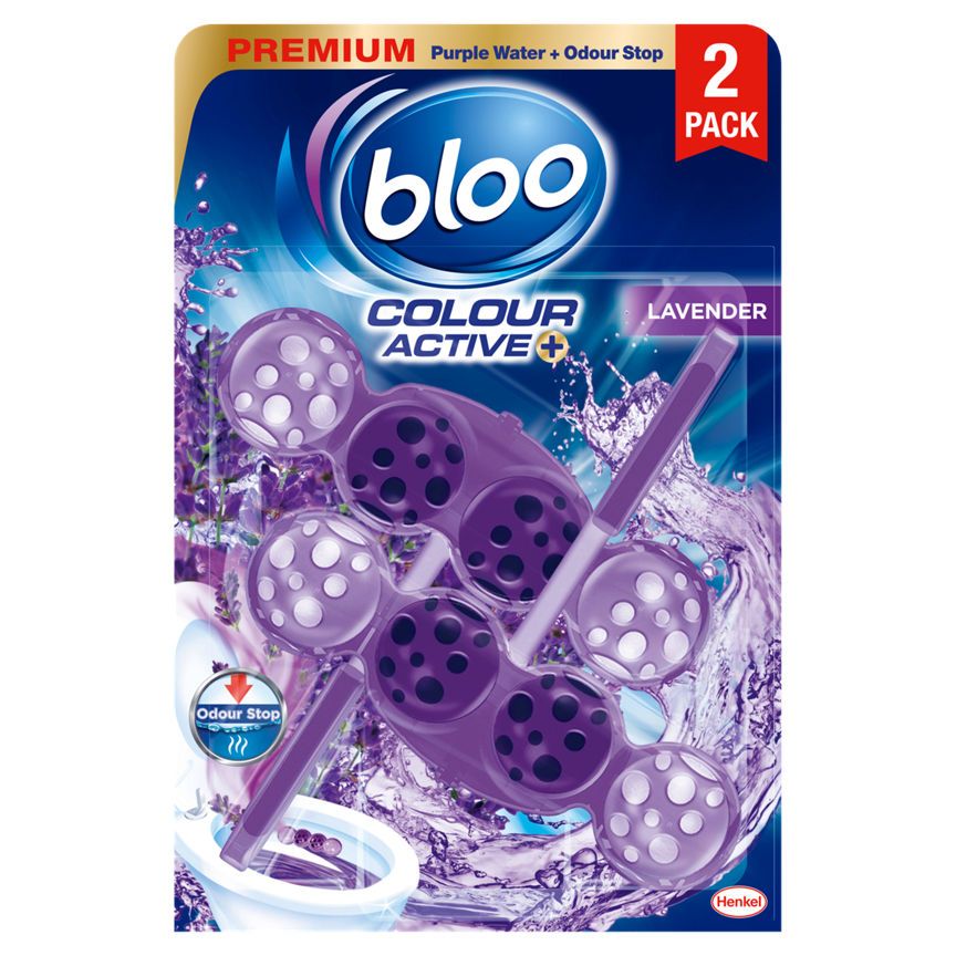 Bloo Colour Active+ Lavender Toilet Rim Blocks 2 x 50g - McGrocer
