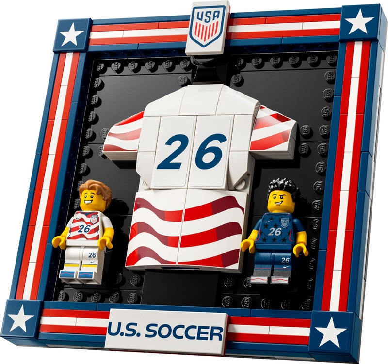 LEGO US soccer jersey building set 43033, imported from the UK