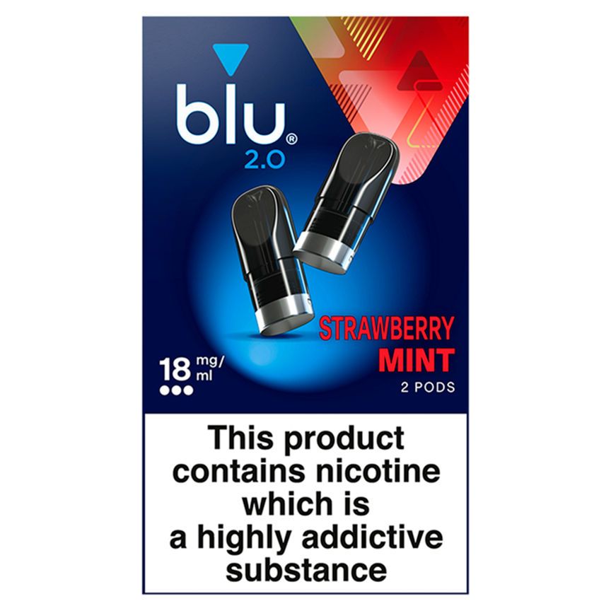 Blu 2.0 Strawberry Mint Vape Pods 18mg/ml 2 x 1.9ml - McGrocer