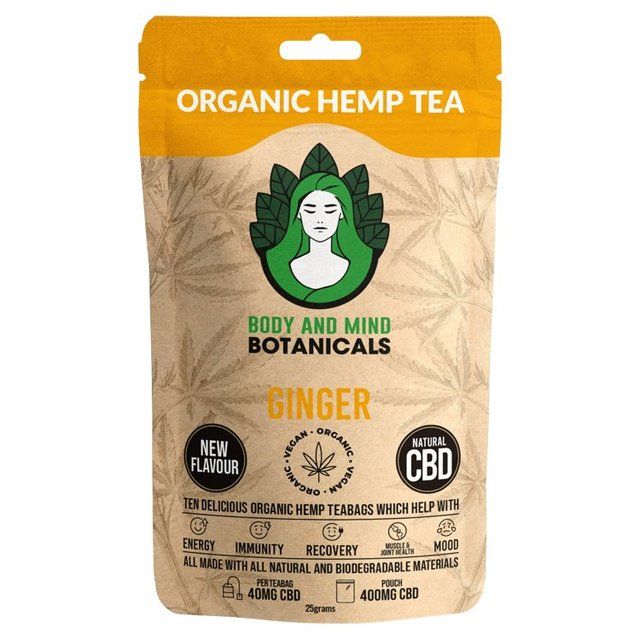 Body & Mind Organic Ginger Hemp Tea - 400mg CBD 10 per pack - McGrocer