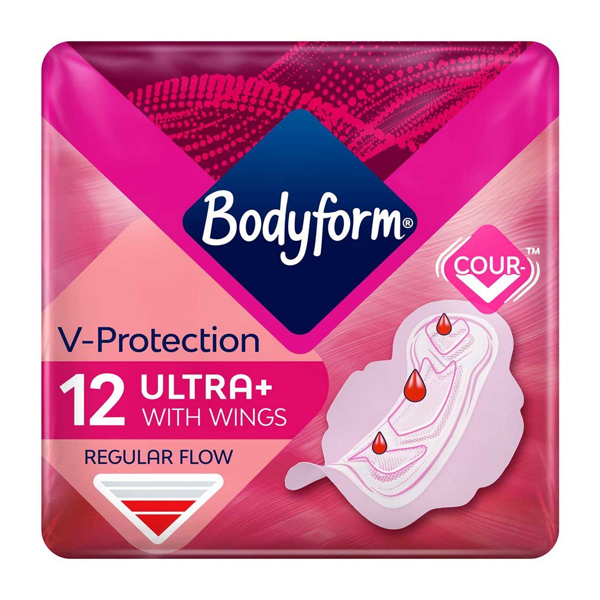 Bodyform Cour-V Ultra Normal Sanitary Towels Wings 12 pack - McGrocer