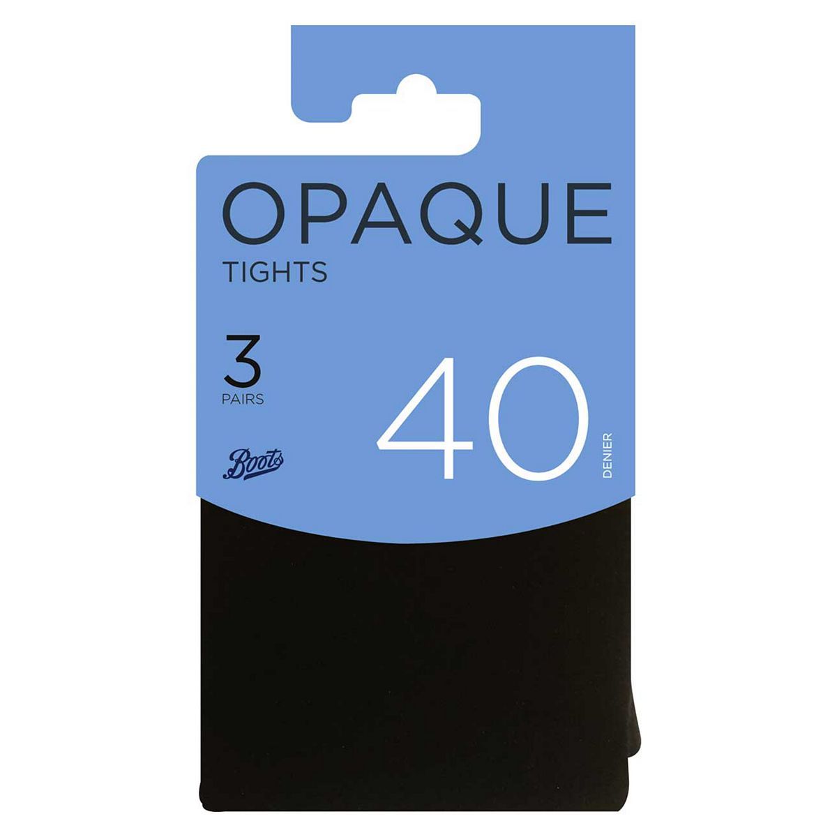 Boots 40 Denier Opaque 3 pair pack Black Medium - McGrocer