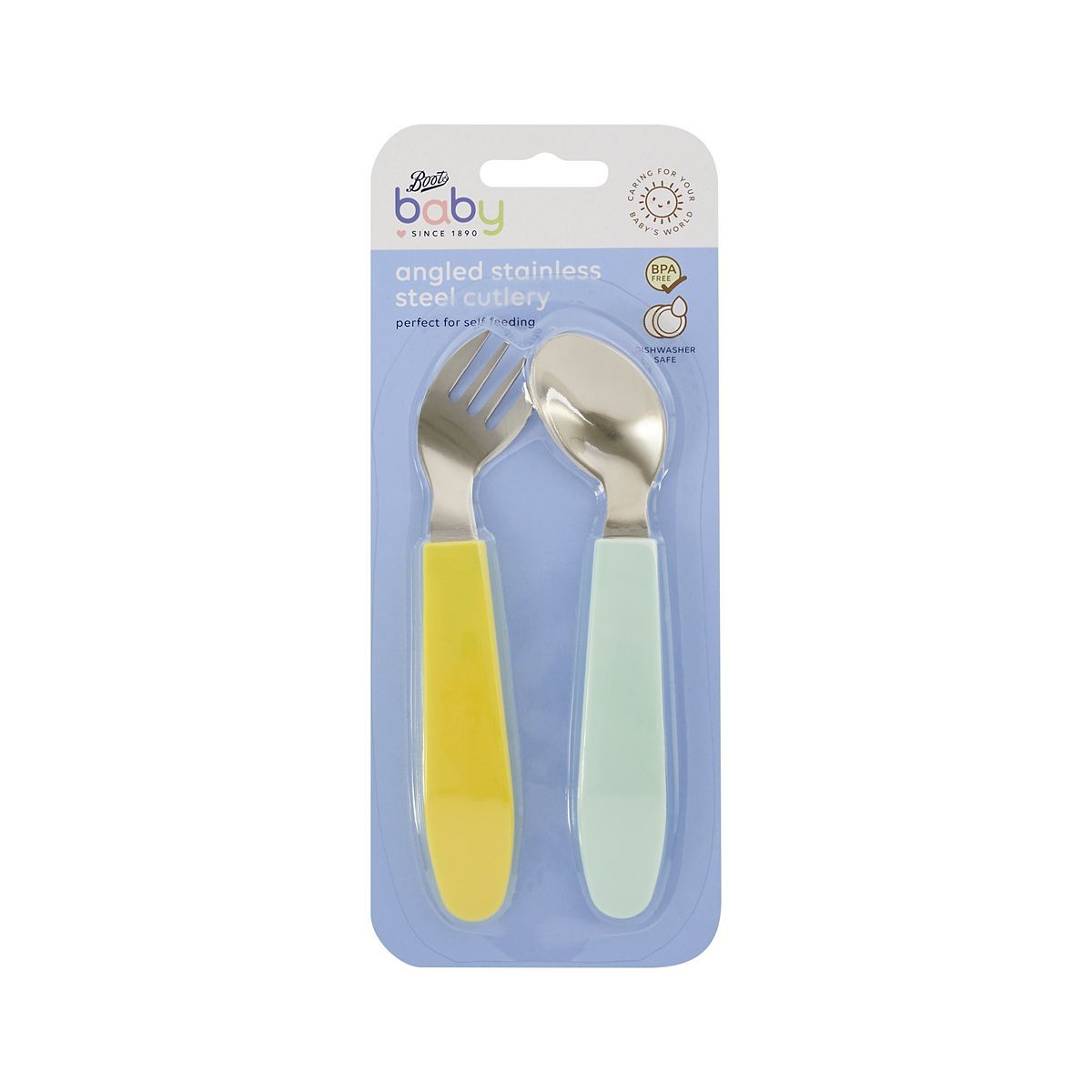 Boots Baby Angled Cutlery Set - Blue - McGrocer