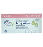 Boots Baby Fragrance Free Biodegradable soft baby wipes, 64x12 pack = 768 wipes - McGrocer