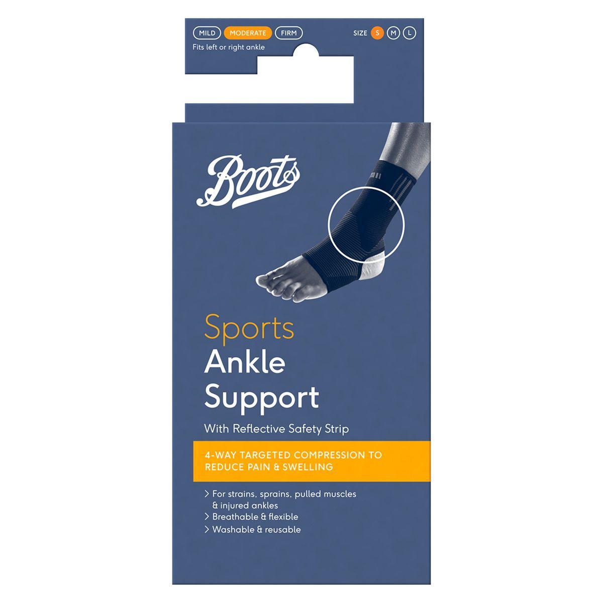 Boots Sports Ankle Support with Reflective Safety Strip - Small - McGrocer