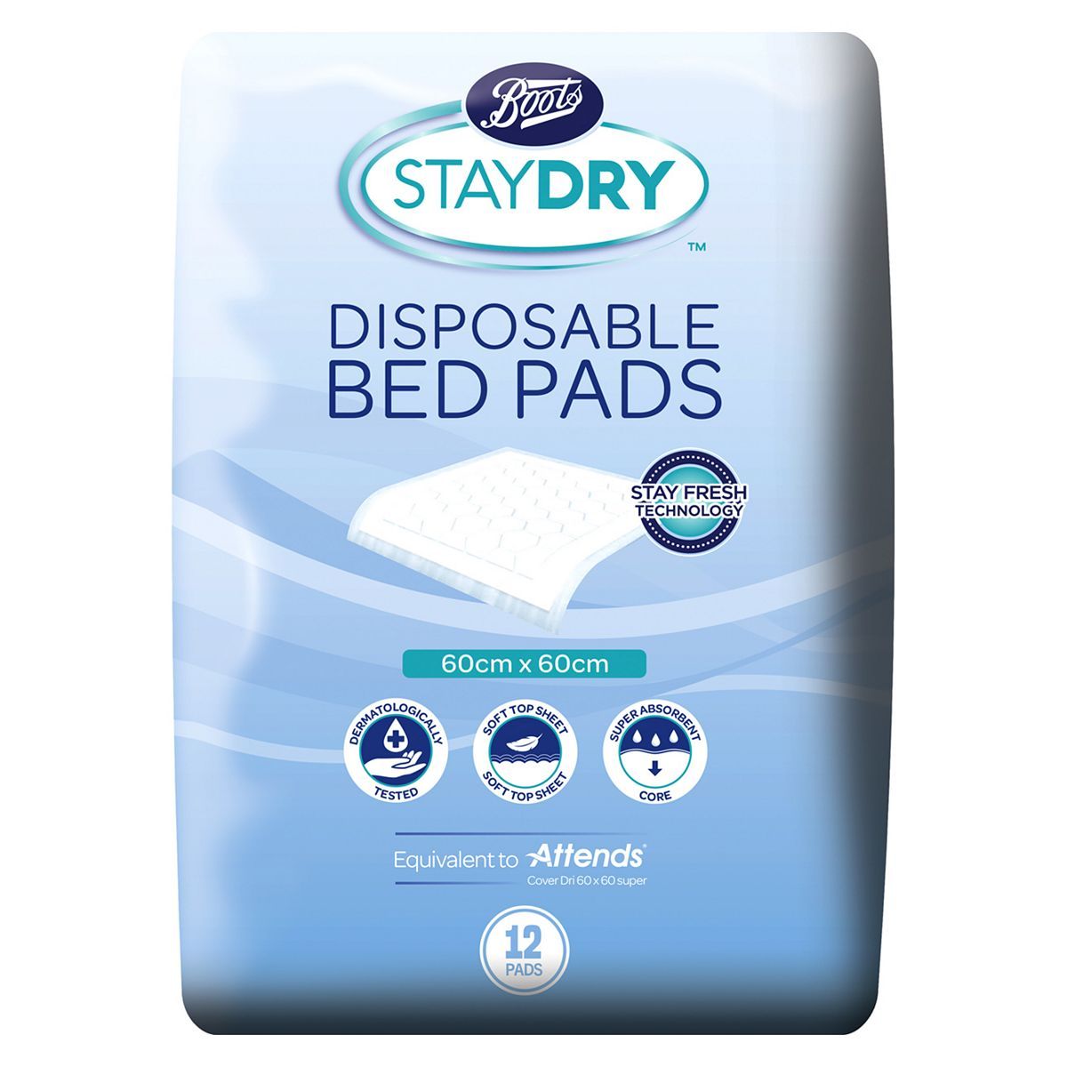 Boots Staydry Disposable Bed Pads - 12 Pack - McGrocer