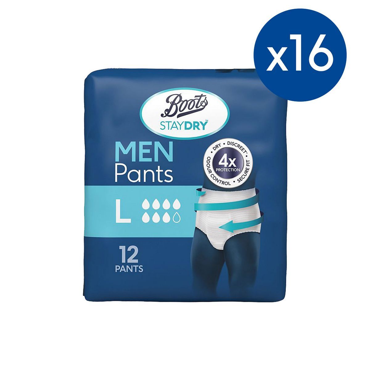Boots Staydry Pants Men Large - 192 pants (16 Pack Bundle) - McGrocer