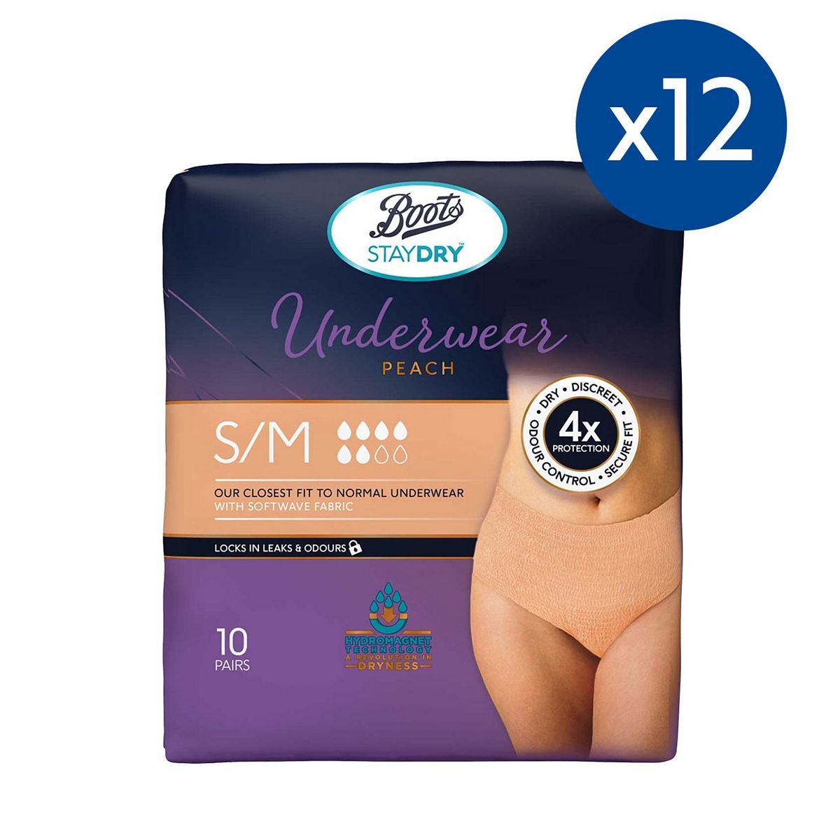 Boots Staydry Underwear Pants Small/Medium - 120 Pants (12 Pack Bundle) - McGrocer