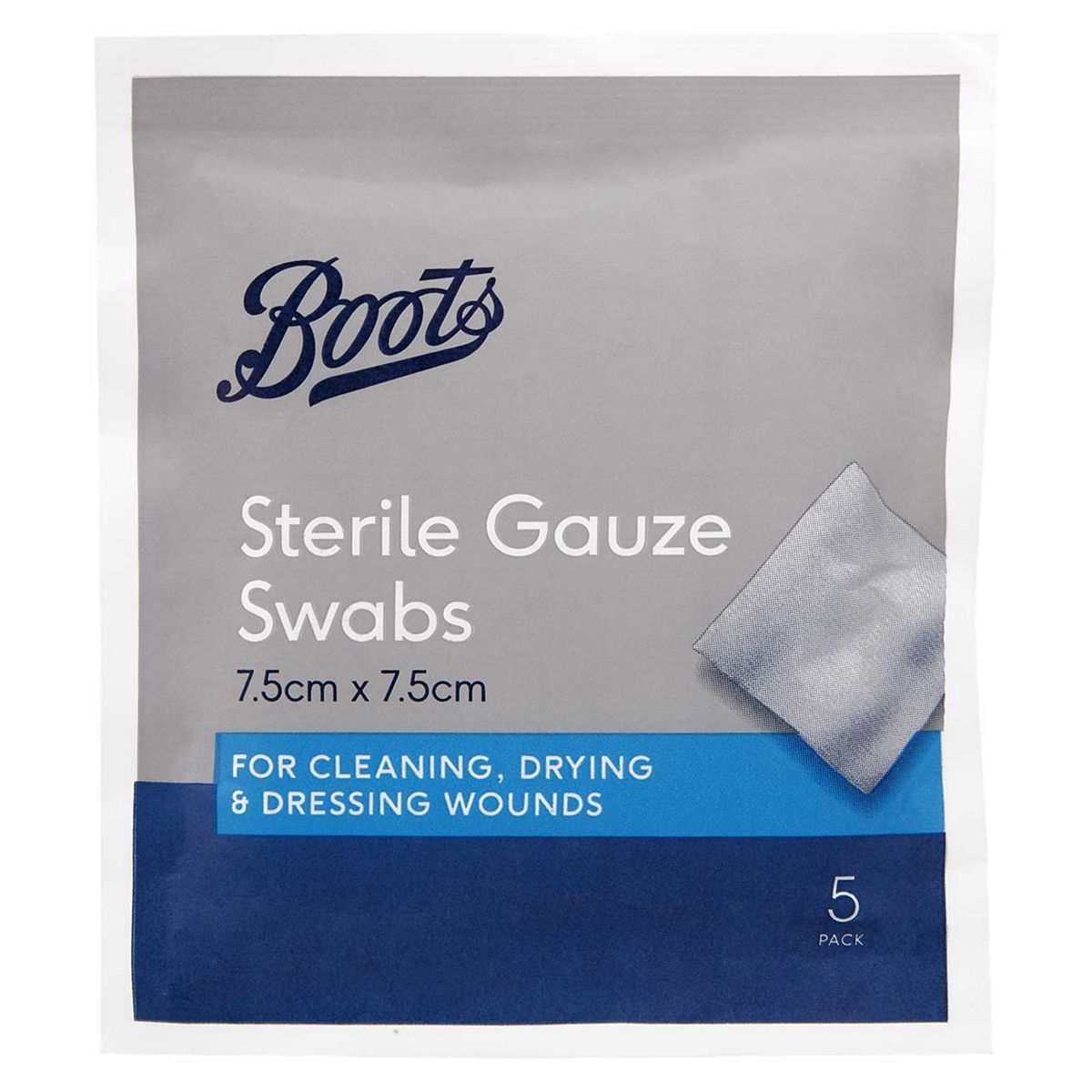Boots Sterile Gauze Swabs (7.5cm x 7.5cm) - 5 Pack - McGrocer