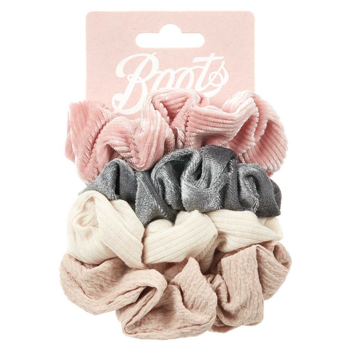 Boots textured scrunchies mixed 4 pck - McGrocer
