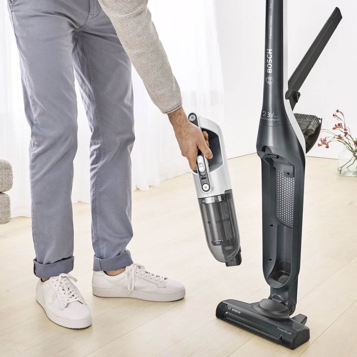 Bosch Flexxo Cordless Vacuum Cleaner in Grey, BBH3230GB - McGrocer