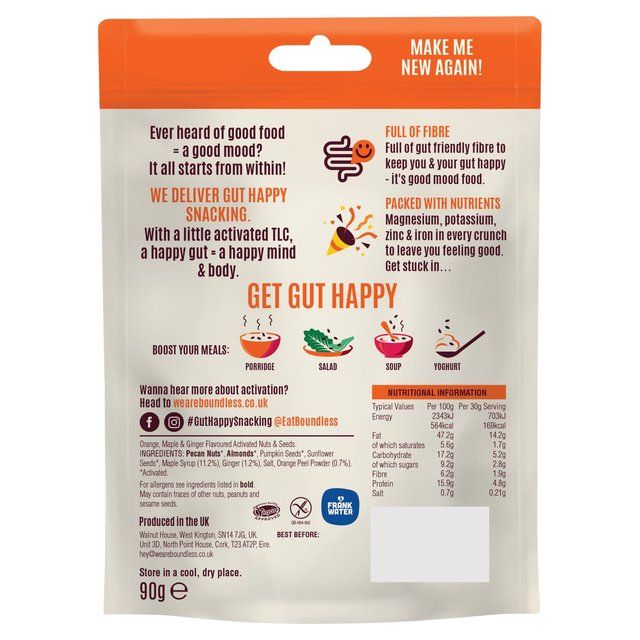 Boundless Orange & Maple Syrup Nuts & Seeds Sharing Bag   90g - McGrocer