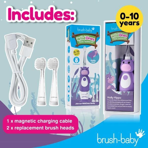 Brush Baby WildOnes™ Hippo Kids Rechargeable Toothbrush