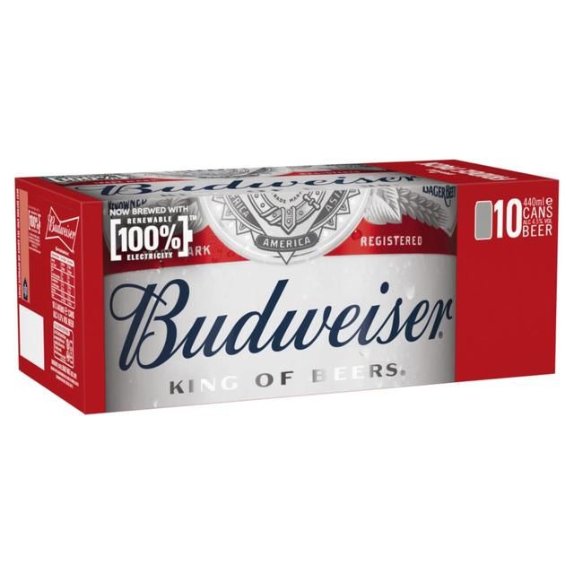 Budweiser Lager Beer Cans 10 x 440ml