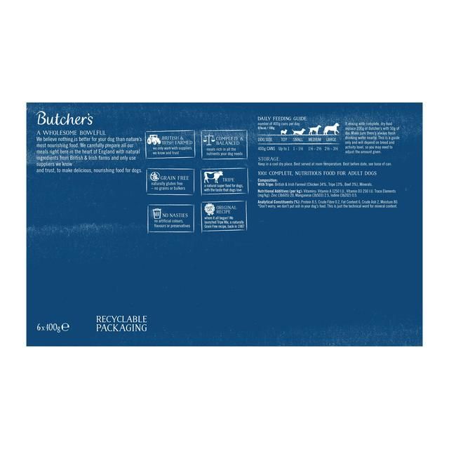 Butcher's Tripe Dog Food Tins 6 x 400g