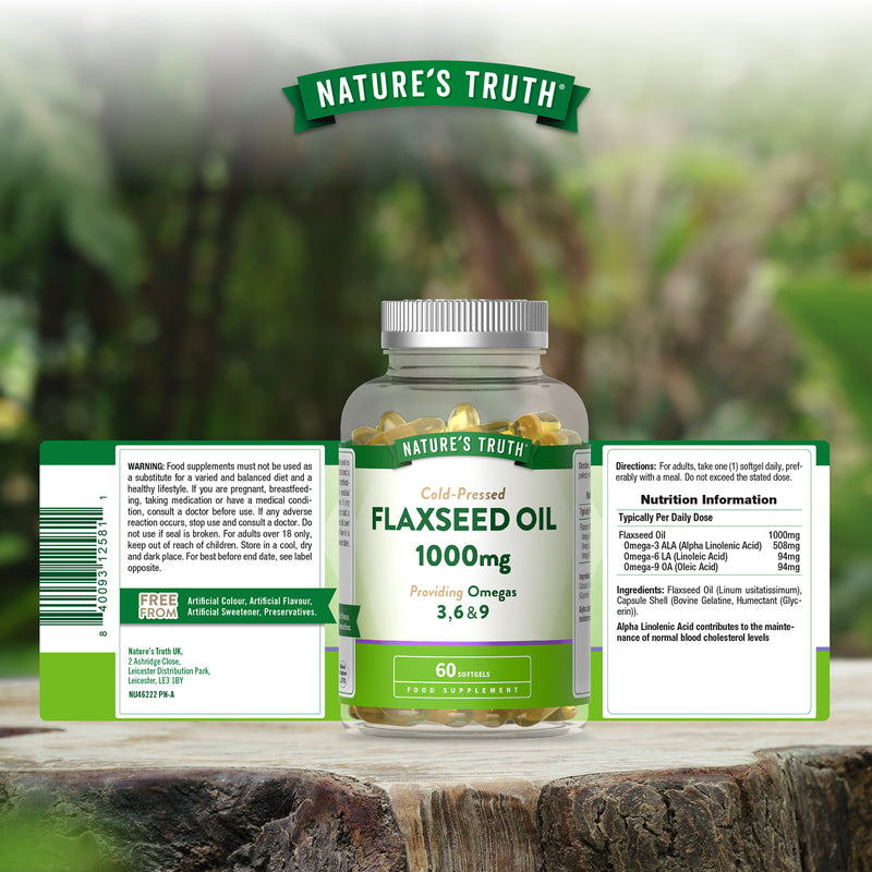 Nature's Truth Flaxseed Oil 1000mg 60 Softgels - British product