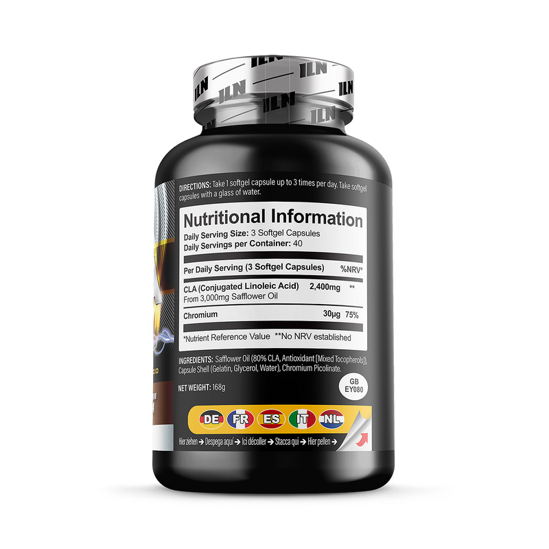 CLA softgels 3000mg 120 count supplement, imported from the UK