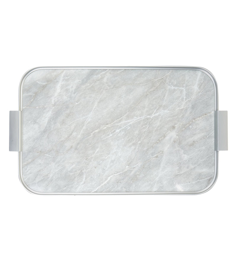 Kaymet anodised aluminium ribbed serving tray with marble finish, UK version