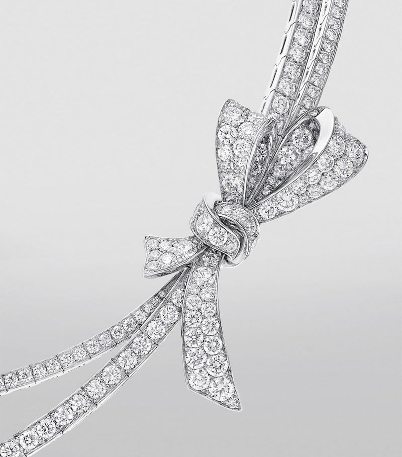 Graff white gold diamond bow necklace, UK version