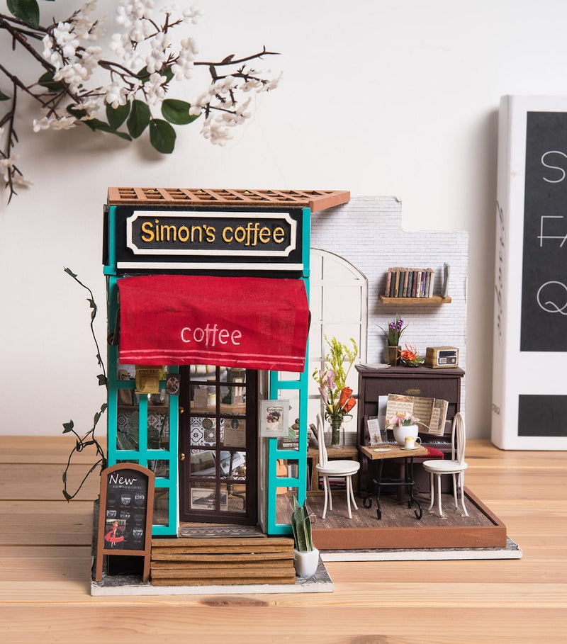 Robotime Simon's Coffee Shop miniature buildable kit (British brand)