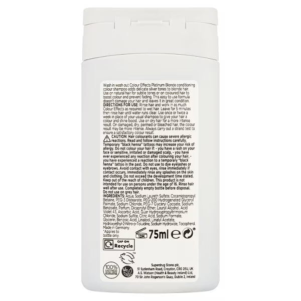 Superdrug Colour Effects toner Platinum Blonde 75ml (British brand)