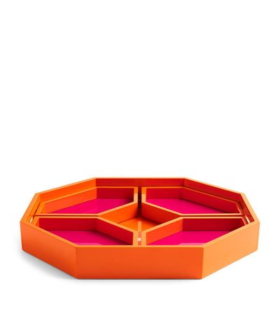 Harrods Harrods Lacquered Wood Logo Geometric Decorative Tray 38cm x 42cm- Buy online at McGrocer