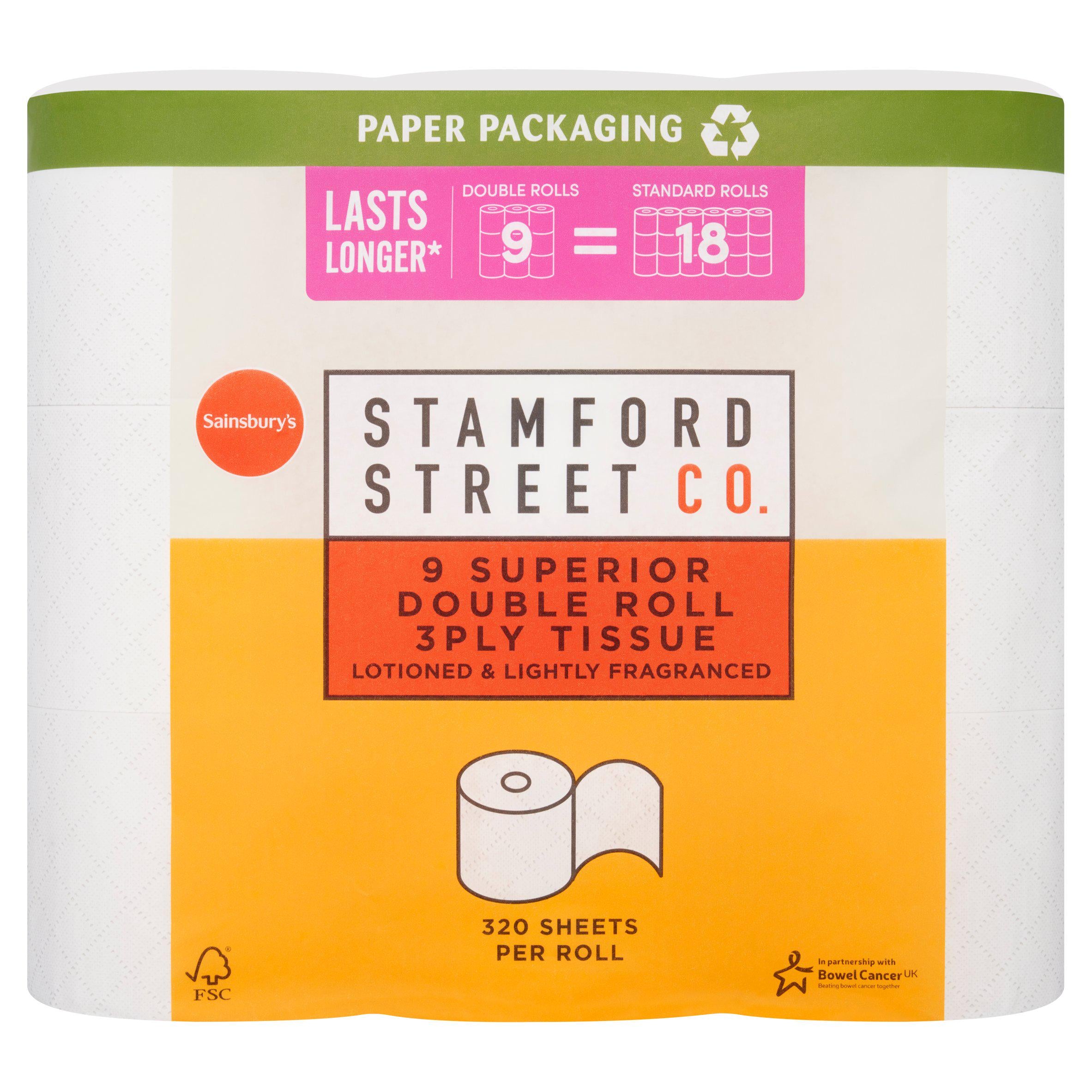 Stamford Street Co. Superior Toilet Tissue Double Rolls 9 Equals 18 Rolls GOODS Sainsburys